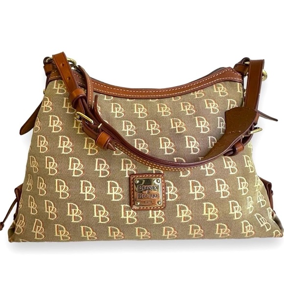 Dooney & Bourke Brown Monogram Hobo Bag and Donney Charm - Picture 2 of 14
